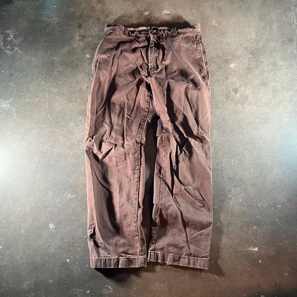 Men’s vintage 90s casual distressed brown j.crew 9 leg opening pants size 31